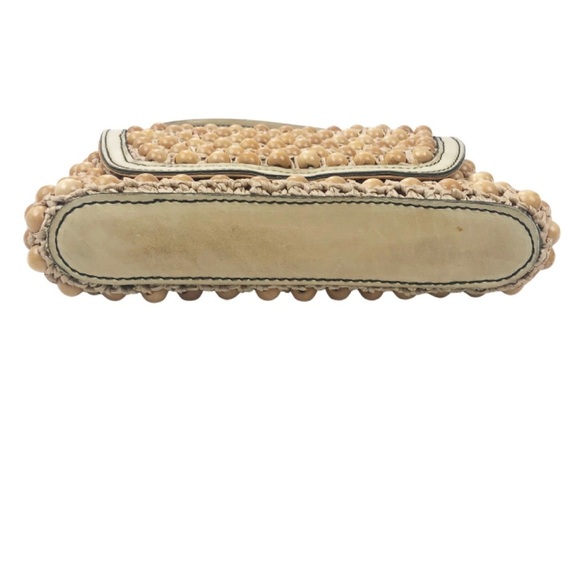 Vintage Italian Koret Handmade Wood Bead Luxury Woven Chic Unique Hand Bag Purse - Picture 9 of 16